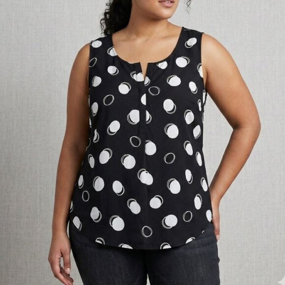 Grace Black and White Circle Pattern Tank Top Size XL